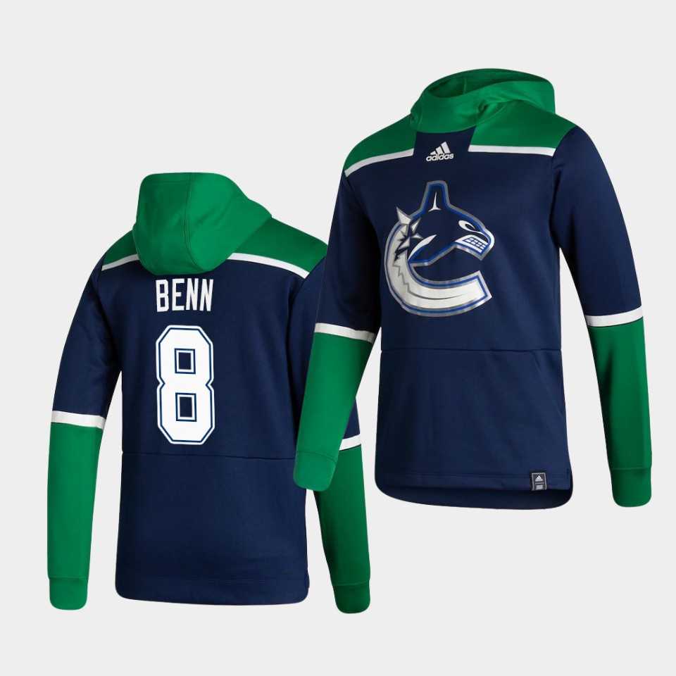 Men Vancouver Canucks 8 Benn Blue NHL 2021 Adidas Pullover Hoodie Jersey